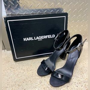 Karl Lagerfeld Paris Ceris Ankle Strap Sandal Heels Size 8